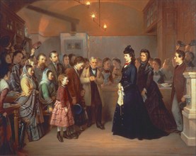 The Empress Elisabeth of Austria visits a soup kitchen in the Schönlaterngasse, 1875.