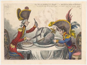 The Plumb-Pudding in Danger, or State Epicures Taking un Petit Souper, 1805.