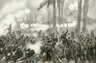 The taking of Saint-Privat-la-Montagne at the Battle of Gravelotte, 1871.