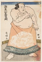 The wrestler Kotozan, wearing an apron (kesho-mawashi), ca 1775.