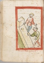 Two men bowling. From Der Renner by Hugo von Trimberg, 1411-1413.