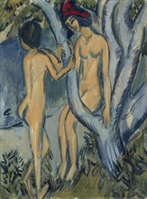 Two Nudes by a Tree, Fehmarn, 1912-1913.