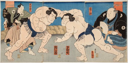 Wrestling match Shiranui vs Jimmaku, 1860s.