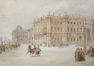 The ride of Emperor Nicholas I through the palace square, 1843.