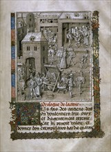 Market scene and Presentation of the book to Philip the Good.