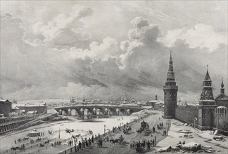 View of the Moscow Kremlin and the Kamenny Bridge (Greater Stone Bridge), 1825.