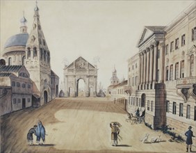 View of the Strastnaya Square in Moscow, Early 1800s.