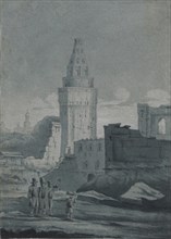 View of the ruins caused by a bomb explosion in the Moscow Kremlin during the retreat of the French