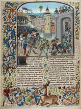 The Battle of Caen in 1346 (Miniature from the Grandes Chroniques de France by Jean Froissart), ca 1