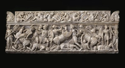 Sarcophagus with battle scenes between the Greeks and the Amazons, 2nd cen. AD.