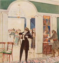 Illustration to the comedy Woe from Wit by Alexander Griboyedov, 1913.