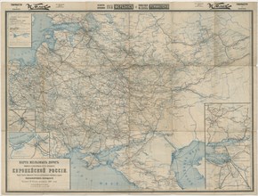 Map of Roads, Railroads and Inland Waterways of the Russian Empire, 1900, 1900.