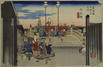 Nihonbashi (from the Fifty-Three Stations of the Tokaido Highway), 1833.