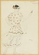 Bacchante. Costume design for the ballet Cleopatra by A. Arensky, 1910.