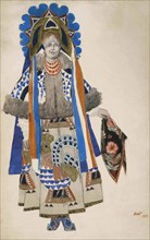 Costume design for the Vaudeville Old Moscow at the Théâtre Femina in Paris, 1922.