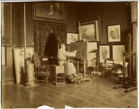 Pierre Puvis de Chavannes (1824-1898) in his workshop, c. 1890.