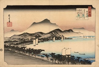 Clear breeze at Awazu. From the series Eight Views of Omi (Omi hakkei no uchi) , 1834.