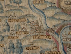 The Sheldon Tapestry: Map of Warwickshire, Detail: Stratford, 1580s.
