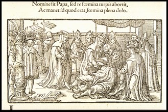 Pope Joan. From De mulieribus claris (Concerning Famous Women) by Giovanni Boccaccio, ca 1538-1539.