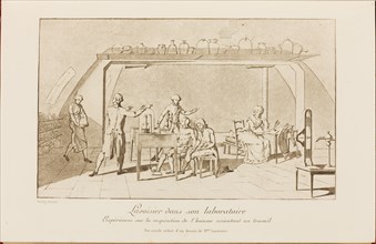 Lavoisier in his laboratory, Early 19th cen..