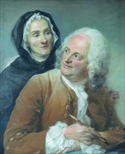 Portrait of Philippe Cayeux (1688-1768) with his wife.