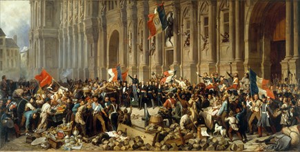 Lamartine in front of the Town Hall of Paris rejects the red flag on 25 February 1848.