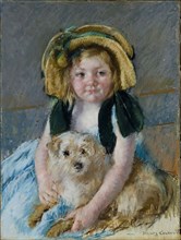 Sara with her dog, ca 1901.