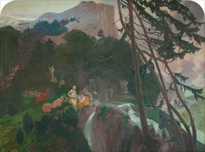 Nymphs at the source in an Arcadian landscape , ca 1904.
