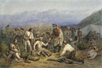 After the battle. Scene from the Crimean war, 1862.