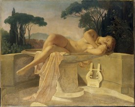 Young girl at a Pompeian fountain, ca 1844.