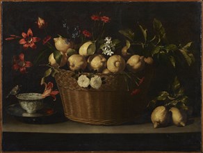 Still Life with Lemons in a Wicker Basket, ca 1643-1649. Creator: Zurbarán, Juan de (1620-1649).