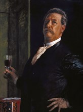 Self-Portrait with the wineglass, 1885. Creator: Böcklin, Arnold (1827-1901).
