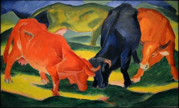 Fighting Cows, 1911. Creator: Marc, Franz (1880-1916).