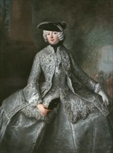 Portrait of Princess Anna Amalia of Prussia (1723-1787), Abbess of Quedlinburg, ca 1744 . Creator: Pesne, Antoine (1683-1757).