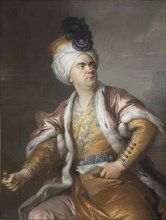 The actor Lekain (1729-1778) as Orosmane in the tragedy Zaïre of Voltaire, 1767. Creator: Lenoir, Simon Bernard (1729-1791).