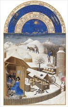 February (Les Très Riches Heures du duc de Berry), 1412-1416. Creator: Limbourg brothers (active 1385-1416).