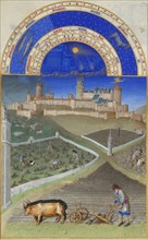 March (Les Très Riches Heures du duc de Berry), 1412-1416. Creator: Limbourg brothers (active 1385-1416).