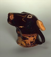 Figure Vessel in the Shape of a Dog Head, c.490 BC. Creator: Art of Ancient Rome, Attican Art.