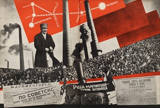 Magnitogorsk - Kuzbass. Illustration from USSR Builds Socialism, 1933. Creator: Lissitzky, El (1890-1941).