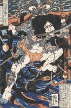 Rorihakucho Chojun, from the series 108 Heroes of the Water Margin, c.1828. Creator: Kuniyoshi, Utagawa (1797-1861).