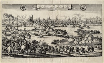 The Imperial army under Johann Tserclaes Count of Tilly storms and sets fire to Magdeburg, 1637.