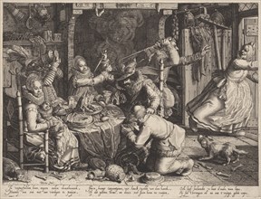Rich society eating. From the Series Boereverdriet (Horrors of War to the Peasants), 1610.