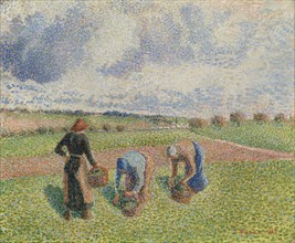 Paysannes ramassant des herbes, Éragny, 1886.