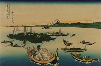 Tsukuda Island in Musashi Province (from a Series "36 Views of Mount Fuji"), 1830-1833.