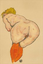 Female Nude From Behind With Orange Stockings, 1918.