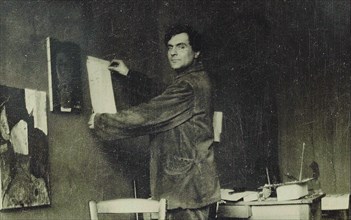 Amedeo Modigliani in his studio, 1910s.