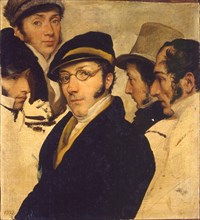 Self-Portrait in a group of friends, Between 1826 and 1828.