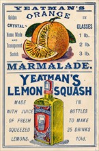Yeatman's Orange Marmalade & Lemon Squash, 1910s. Artist: Unknown