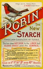 Reckitt & Sons 'Robin' starch, 19th century. Artist: Unknown