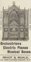 Imhof & Mukle Orchestrions, 1893. Artist: Unknown